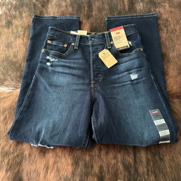 LEVI’s Distressed Ribcage Straight Ankle Jeans Size 27 Blue - Picture 9 of 13